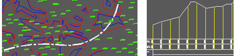 Ground model created from survey drawing, section created from model and 2D Polyline representing horizontal alignment and saved as a .sek file. Section drawn from .sek file.