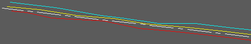 White 2D Polyline with cyan, yellow and red 3D Polylines