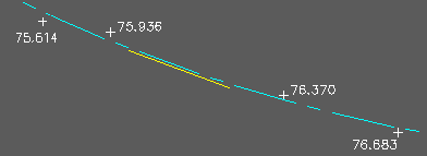 2D Polyline in cyan, levels in white and 3D Polyline in yellow.