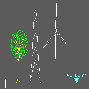 Example features - Point, Tree, Electricity Tower, Wind Turbine and Water level