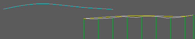 Cyan 2D Polyline representing horizontal alagnment and yellow 2D Polyline representing vertical alignment