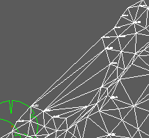 Model triangles including those over the concave area that was not surveyed