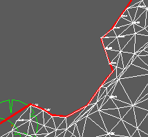 Only the active triangles within the boundary are now shown.