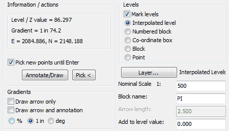 Typical setting to annotate interpolated levels