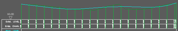 Vertical alignment represented as a 2D Polyline in cyan