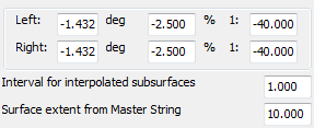 Typical settings for 1 in 40 cross fall