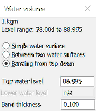 Calculating the water volume with Banding option.