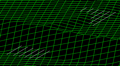 Some 3D polylines going in and out of the ground model