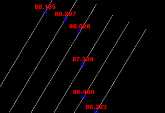 Polylines' and ground model intersection points are marked with intersection annotation blocks