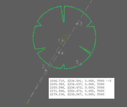 Five point tree. Comment code --5. Point 1 directly on trunk. 2 on the line towards the point 1. 3 and 4 on line passing the side of the tree. 5 anywhere on the spread.